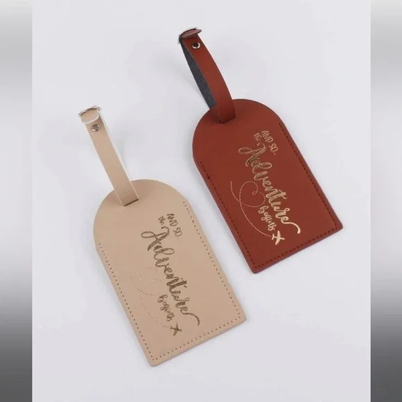 ❌SOLD❌ ADVENTURE LUGGAGE TAGS - BROWN & TAN - Picture 5 of 6